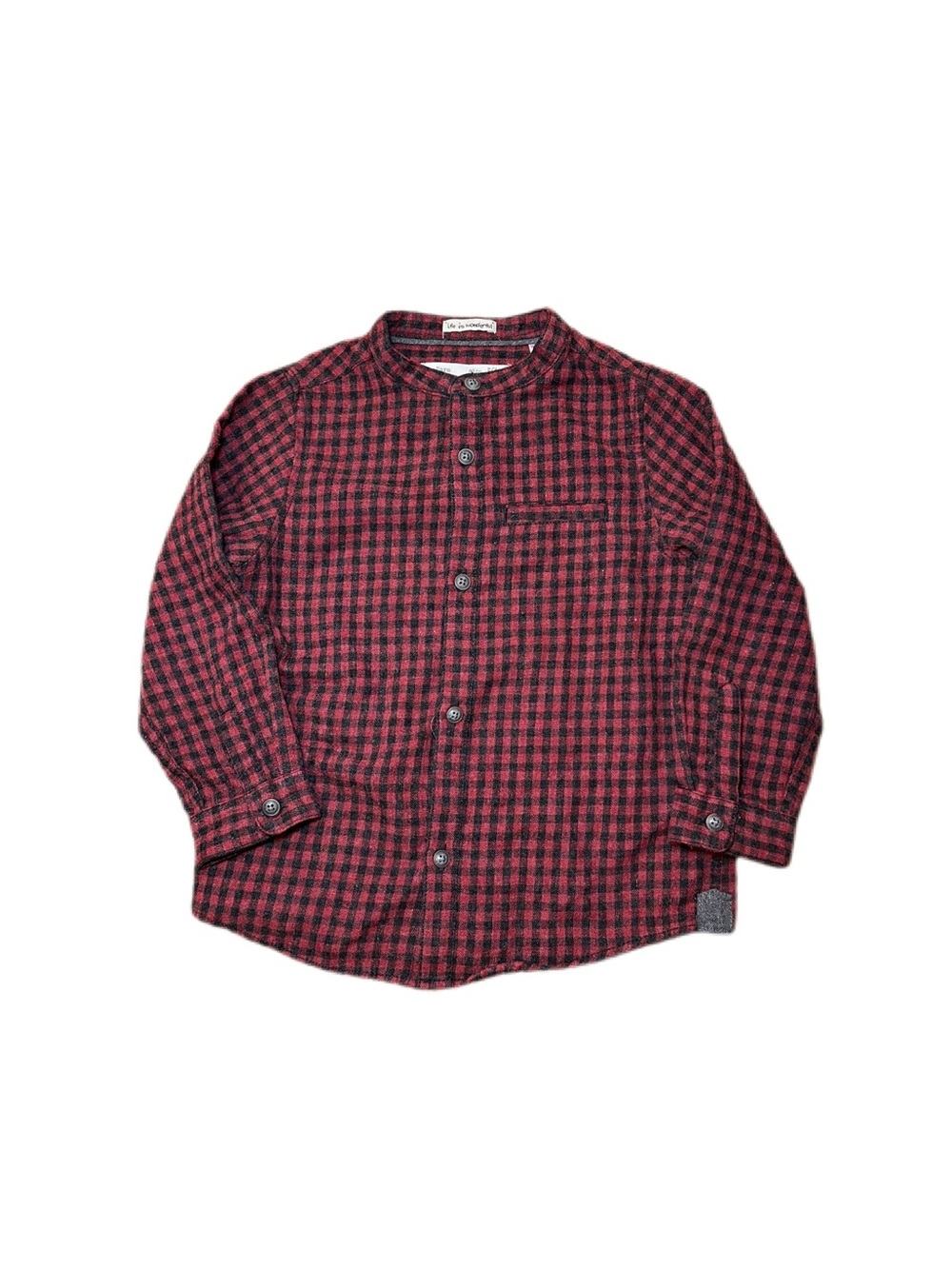 Zara 2-3 Years Red and Grey Checked Button Down Shirt